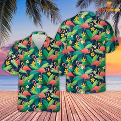flamingo pattern tropical shirt summer beach flamingo aloha shirt