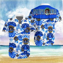 grateful dead tropical shirt summer beach grateful dead hibiscus tropical blue white aloha shirt
