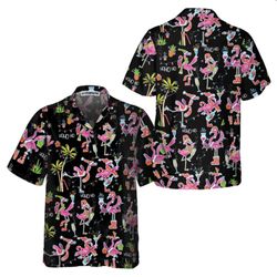 hohoho christmas flamingo tropical shirt summer beach flamingo aloha shirt