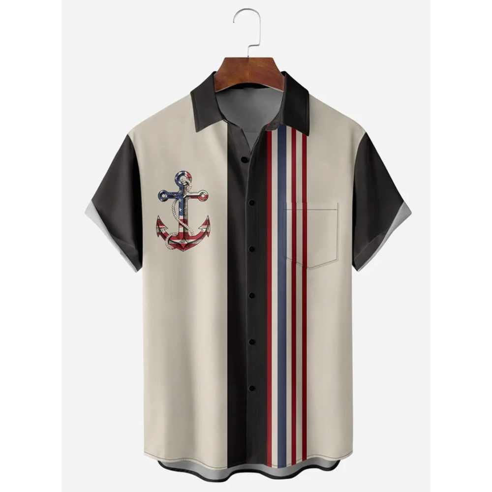 Independence USA Flag Anchor 4th Of July Hawaiian Button Up Shirt Summer Beach Patriotic Aloha Shirt - 90scloth.jpg