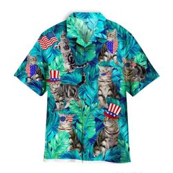independence usa flag cat lover 4th of july tropical shirt summer beach patriotic aloha shirt