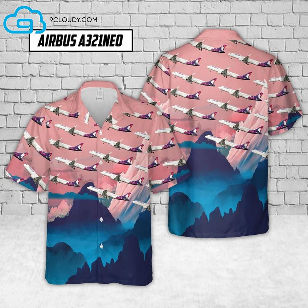 Airlines Airbus A321Neo Pink Version Full Print Hawaiian Shirt.jpg
