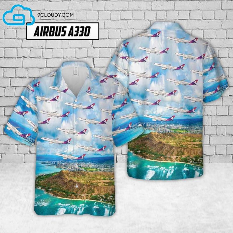 Airlines Airbus A330 In The Sky Full Print Hawaiian Shirt.jpg