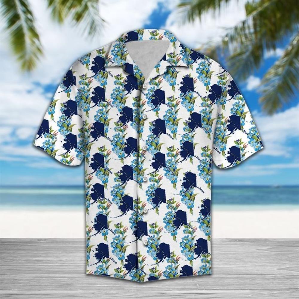 Alaska Alpine Forget Me Not Flower Hawaiian Shirt Summer Button Up.jpg