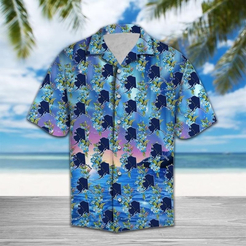 Alaska Aurora Alpine Forget Me Not Flower Hawaiian Shirt Summer Button Up.jpg