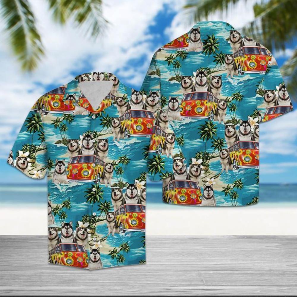 Alaskan Malamute Hippie Summer Hawaiian Shirt Summer Button Up.jpg