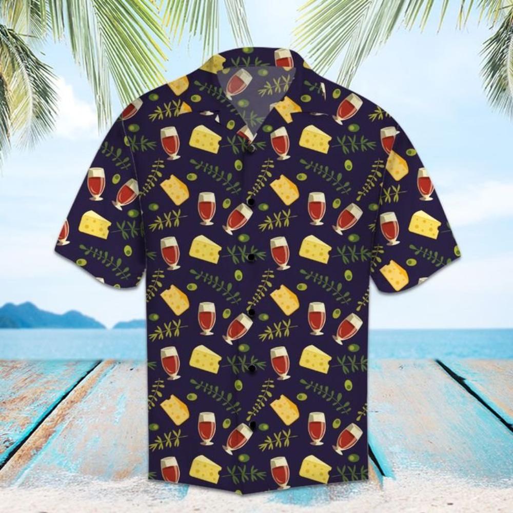 Amazing Red Wine And Cheese Hawaiian Shirt Summer Button Up.jpg