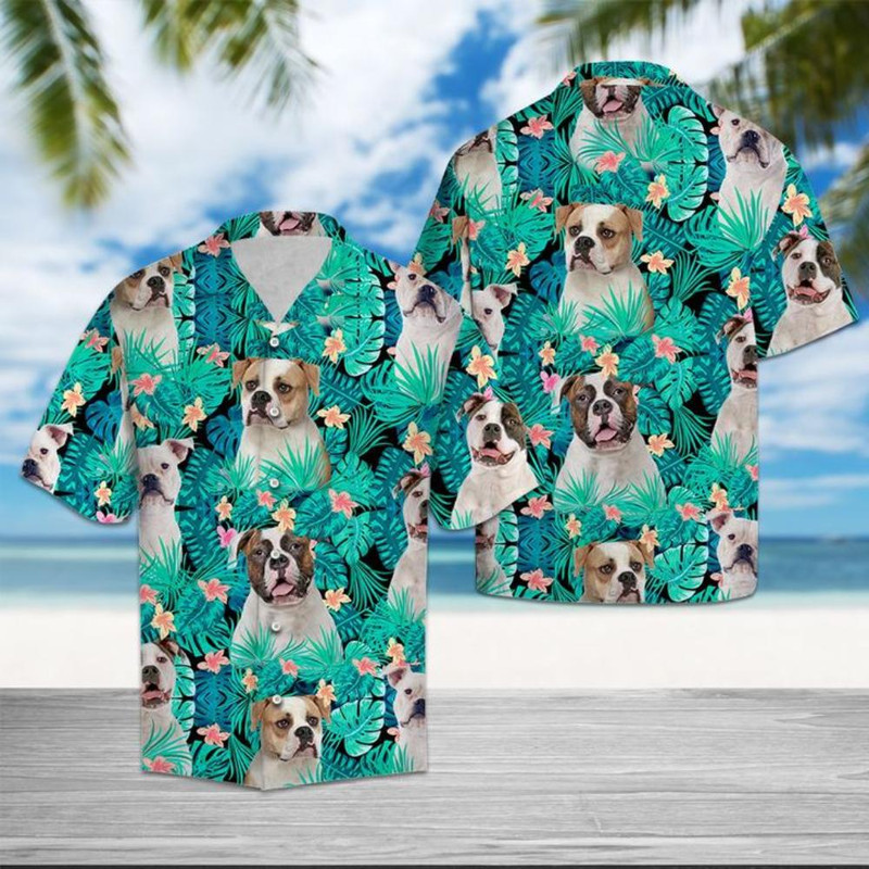 American Bulldog Tropical Hawaiian Shirt Summer Button Up.jpg