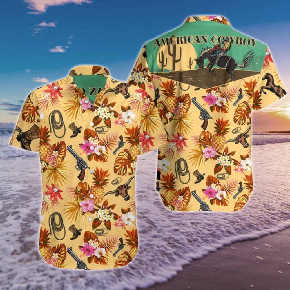 American Cowboy Hawaiian Shirt Summer Button Up.jpg