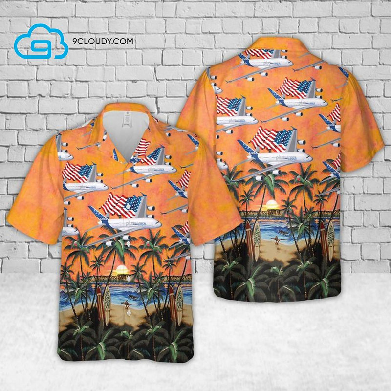 American Flag Airbus A380 Full Print Hawaiian Shirt.jpg