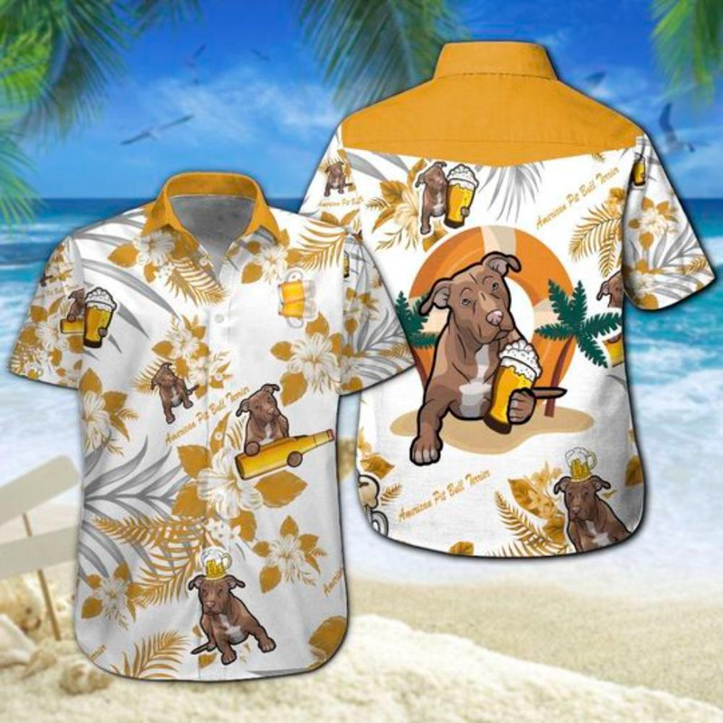 American Pit Bull Terrier Beer Hawaiian Shirt Summer Button Up.jpg