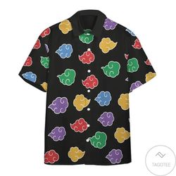 anime naruto shippuden akatsuki colorful pattern hawaiian shirt