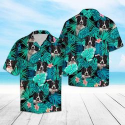 awesome border collie tropical hawaiian shirt summer button up