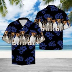 awesome jack russell terrier hawaiian shirt summer button up