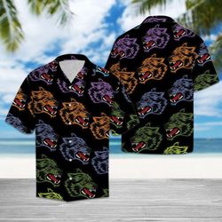 awesome wolf hawaiian shirt summer button up