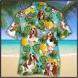 basset hound dog pineapple hawaiian shirt