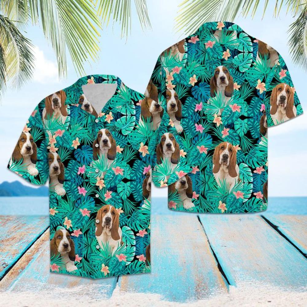 Basset Hound Tropical Hawaiian Shirt Summer Button Up.jpg