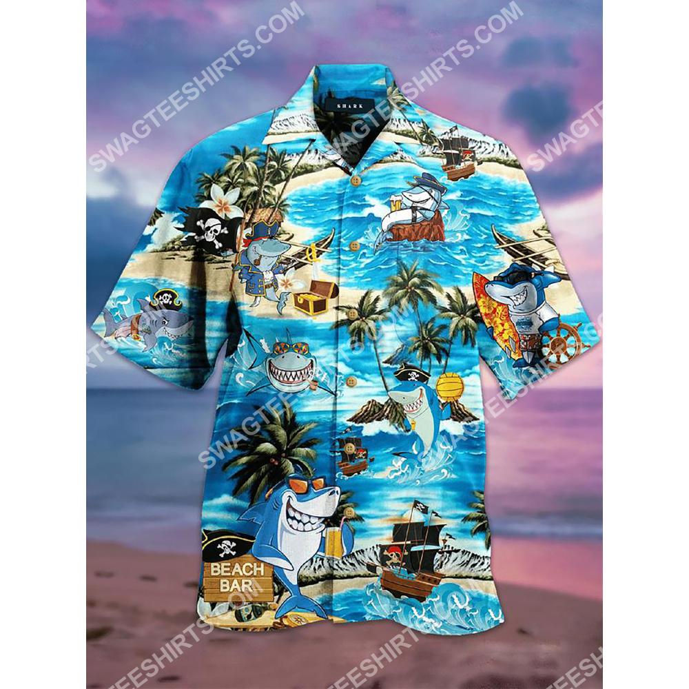 Beach Bar Shark Pirates All Over Printing Hawaiian Shirt.jpg