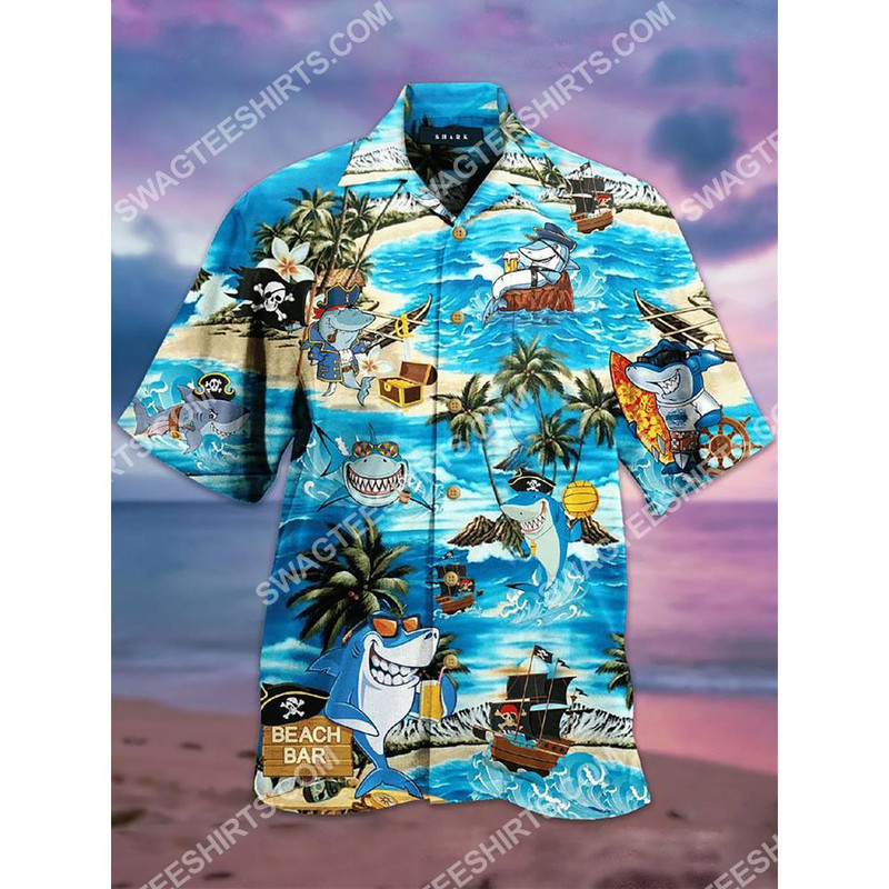 Beach Bar Shark Pirates All Over Printing Hawaiian Shirt.jpg