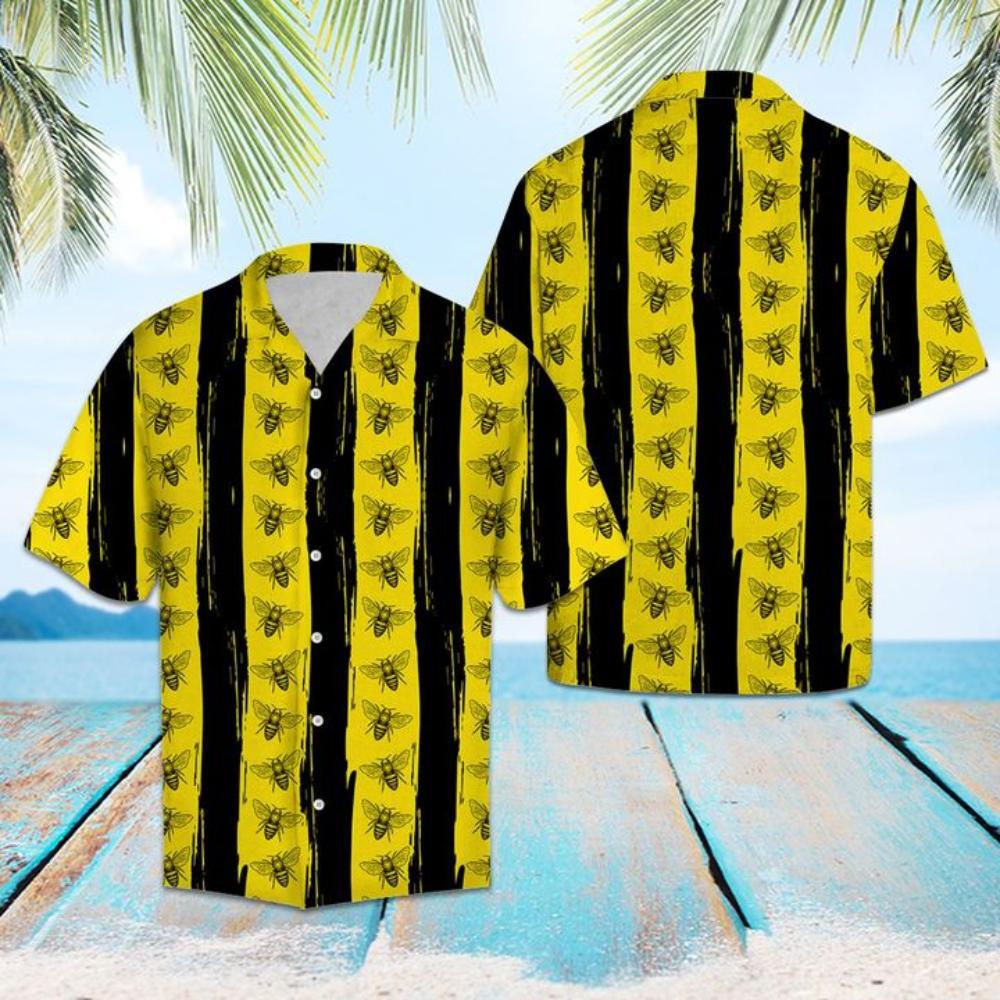 Bee Color Hawaiian Shirt Summer Button Up.jpg