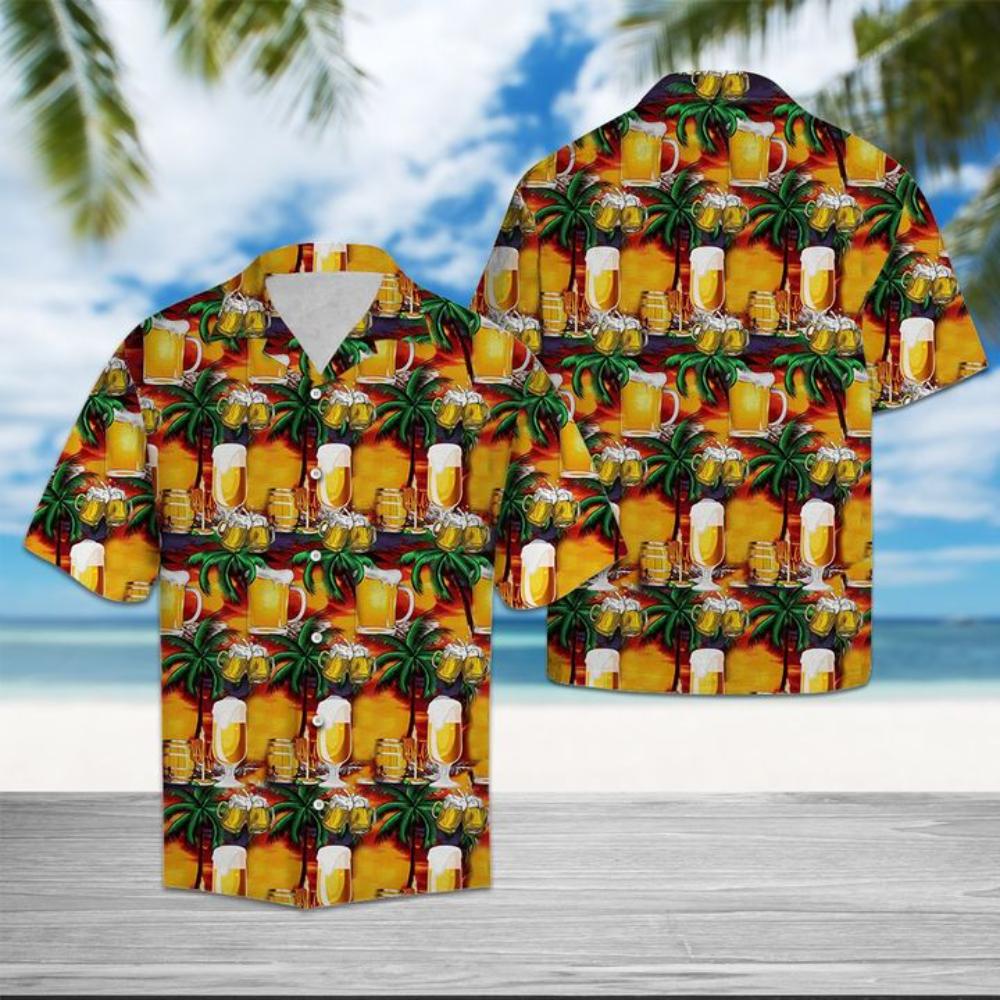 Beer Palm Tree Hawaiian Shirt Summer Button Up.jpg