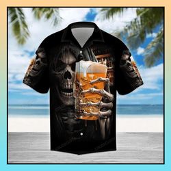 beer skull hawaiian shirt