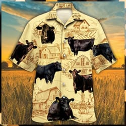 black angus cattle farm hawaiian shirt