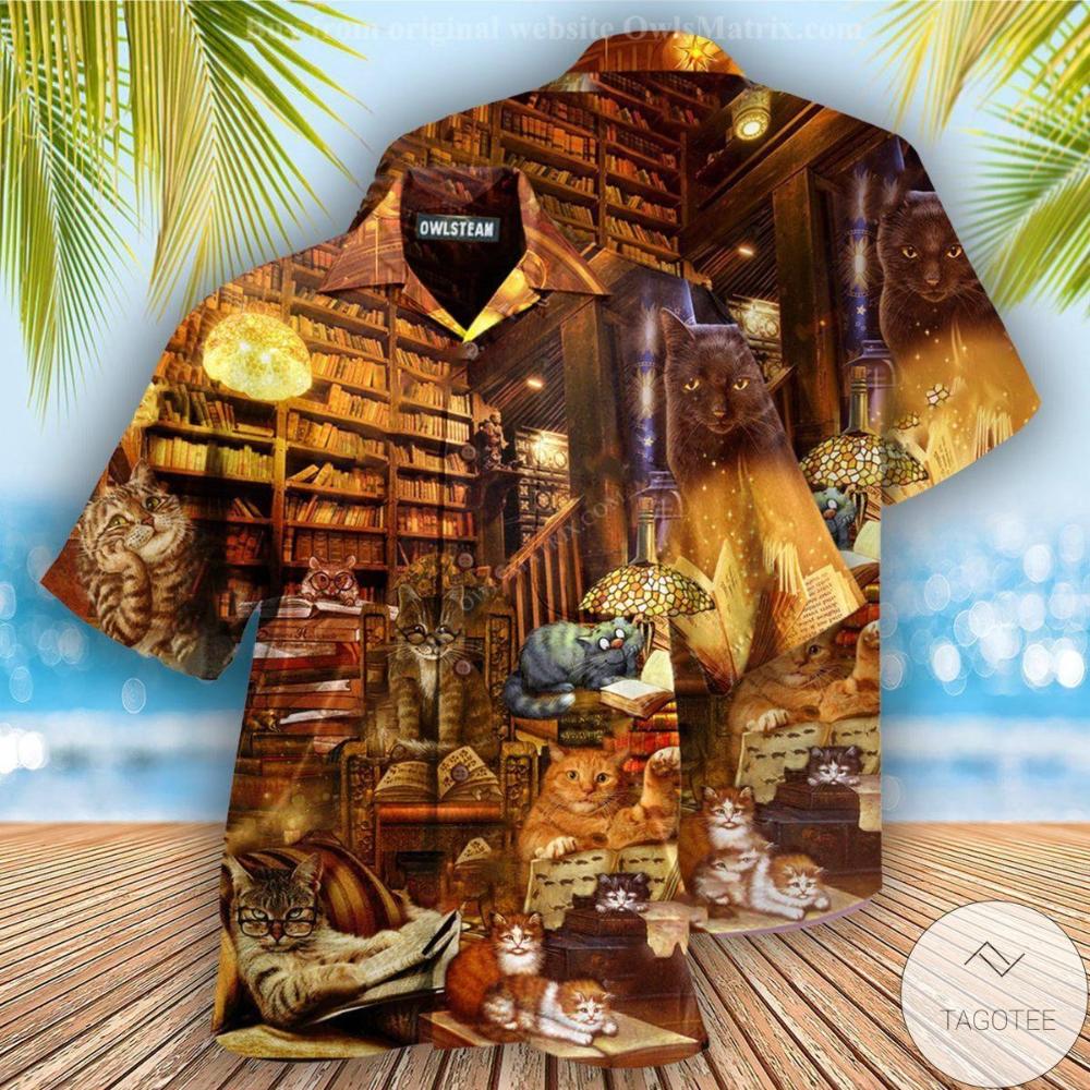 Book Happiness Is A Good Book And A Cat Hawaiian Shirt.jpg