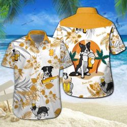 border collie beer hawaiian shirt summer button up