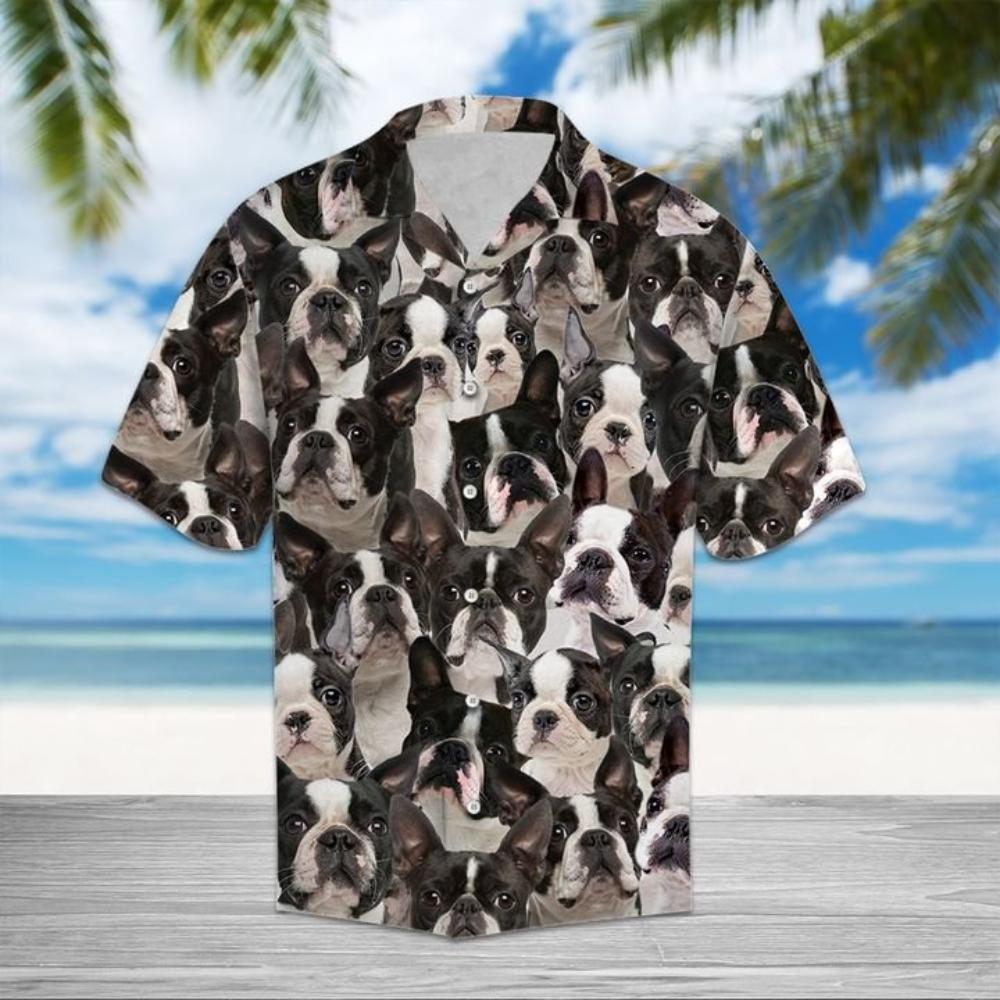 Boston Terrier Hawaiian Shirt Summer Button Up 1.jpg