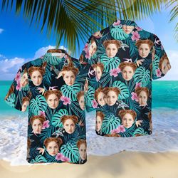 funny custom face custom trendy tropical shirt, men trendy tropical shirt, personalized photo holiday