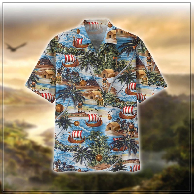 Viking Lore Displayed Vibrantly on Hawaiian Textile, Sailing Viking Let War Hawaiian Shirt, 3D Hawaiian Aloha Shirt, Viking Love Gift.jpg