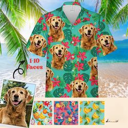 photo summer shirt, custom dog cat face holiday tropical pattern shirt for men, women birthday bachelor party gift