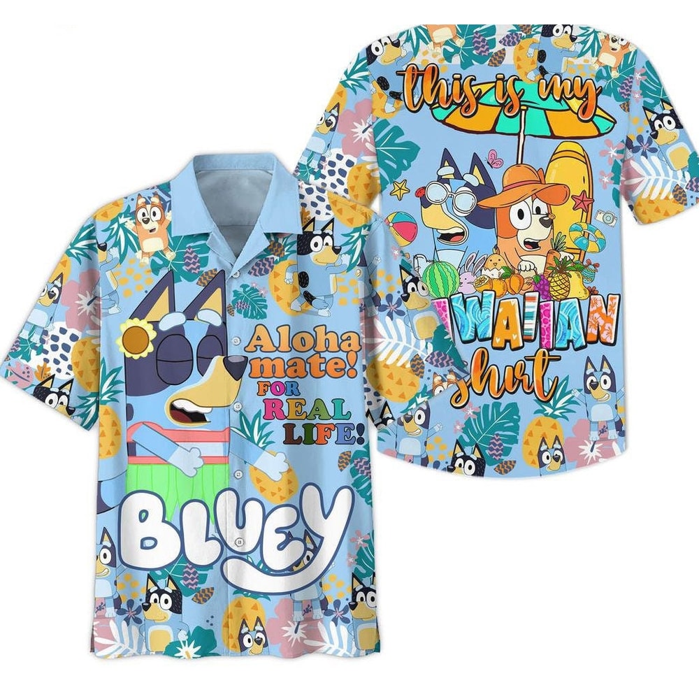Bluey Family Hawaiian Shirt, Bluey Hawaiian Shirt, Bluey Beach Shirt, Bluey Characters, Summer Hawaii Shirt, Gift Mothers day, gift Family.jpg