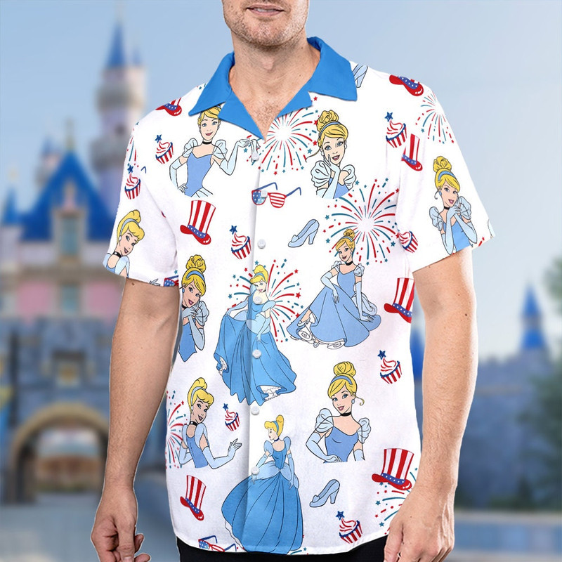 Cinderella 4th July Hawaiian Shirt, Princess July Fourth Button Up Shirt, Cinderella Family Matching Group Hawaii Shirt, Independence Day.jpg