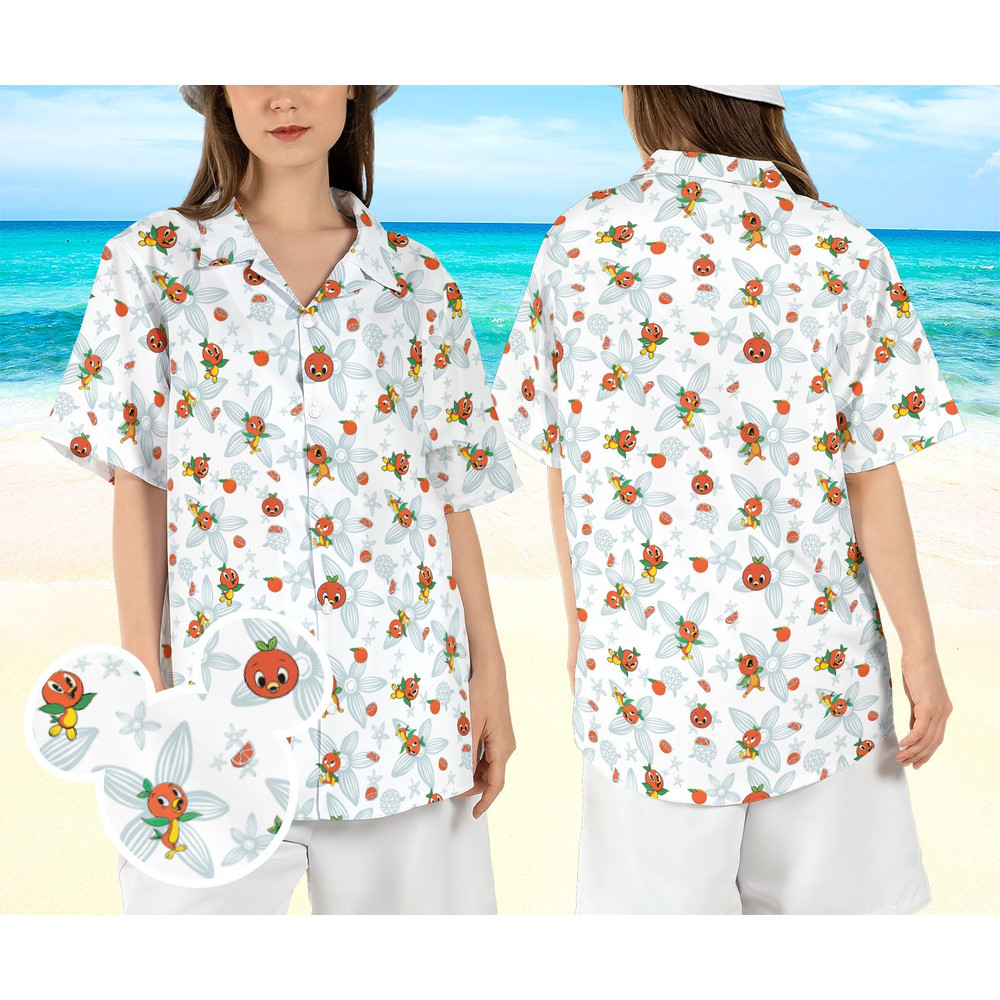 Epcot Orange Bird Hawaiian Shirt, Epcot Festival Hawaii Shirt, Flower and Garden Epcot Aloha Shirt, Orange Bird Magic Kingdom Button Shirt.jpg