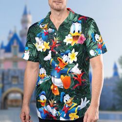 funny duck tropical shirt, vacation holiday tropical summer trip shirt, floral yellow duck beach shirt, short sleeve