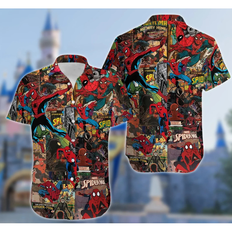 Spiderman Hawaiian Shirt, Spiderman Superhero Movie Character Hawaii Shirt, Spider Hero Button Up, Birthday Gift For Family.png