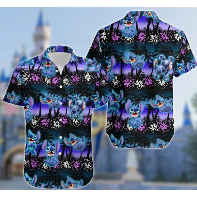 Stitch and Lilo Hawaiian Shirt, Dog Hawaii Shirt, Stitch Ohana Mean Family Hawaiian Shirt, Cartoon Birthday Gift For Kid, Stitch Button Up.png