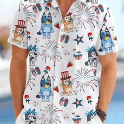 bluey 4th of july tropical shirt bluey patriotic shirt, red white bluey fourth of july shirt, independence day shirt