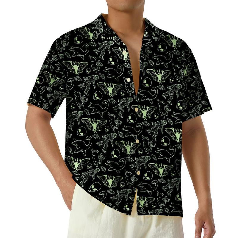 Mothman Vintage Style Hawaiian Shirt Cryptid Button Up Shirt, Supernatural Shirt, Cryptidcore Hawaii Shirt, Mythical Creature Tee.jpg