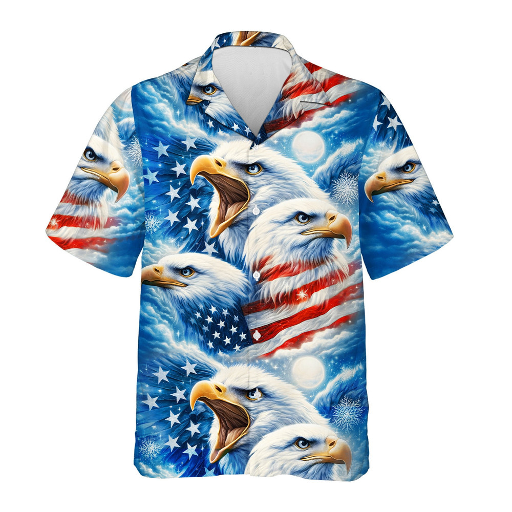 USA Eagle American Flag Hawaiian Shirts for Men Women, Patriotic 4th Of July Button Up Short Sleeve Men's Hawaiian, Independence Day Shirt 2.jpg