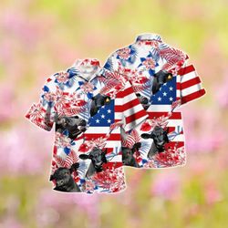 black angus independence day summer shirt, black angus american flag pattern summer shirt, cow 4th of july shirt,