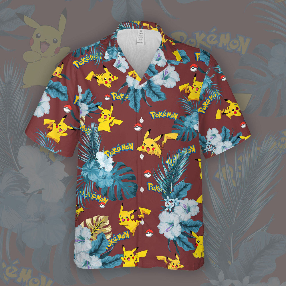 Pikachu Hawaiian Shirt, Pokemon Tropical Shirt, Pokemon Shirt, Gifts For Fans.jpg