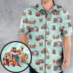 rescue team chip n dale rescue rangers tropical shirt, cartoon characters tropical shirt, shirt for summer