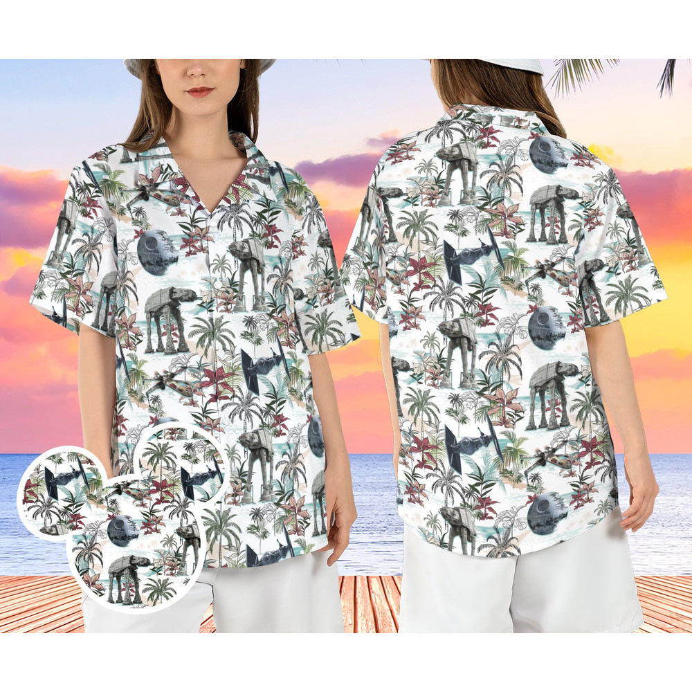 Star Wars Spaceships Beach Hawaiian Shirt, Star Battleships Tropical Hawaii Shirt, At At Walker Aloha Shirt, Galaxy Edge Mens Button Shirt.jpg