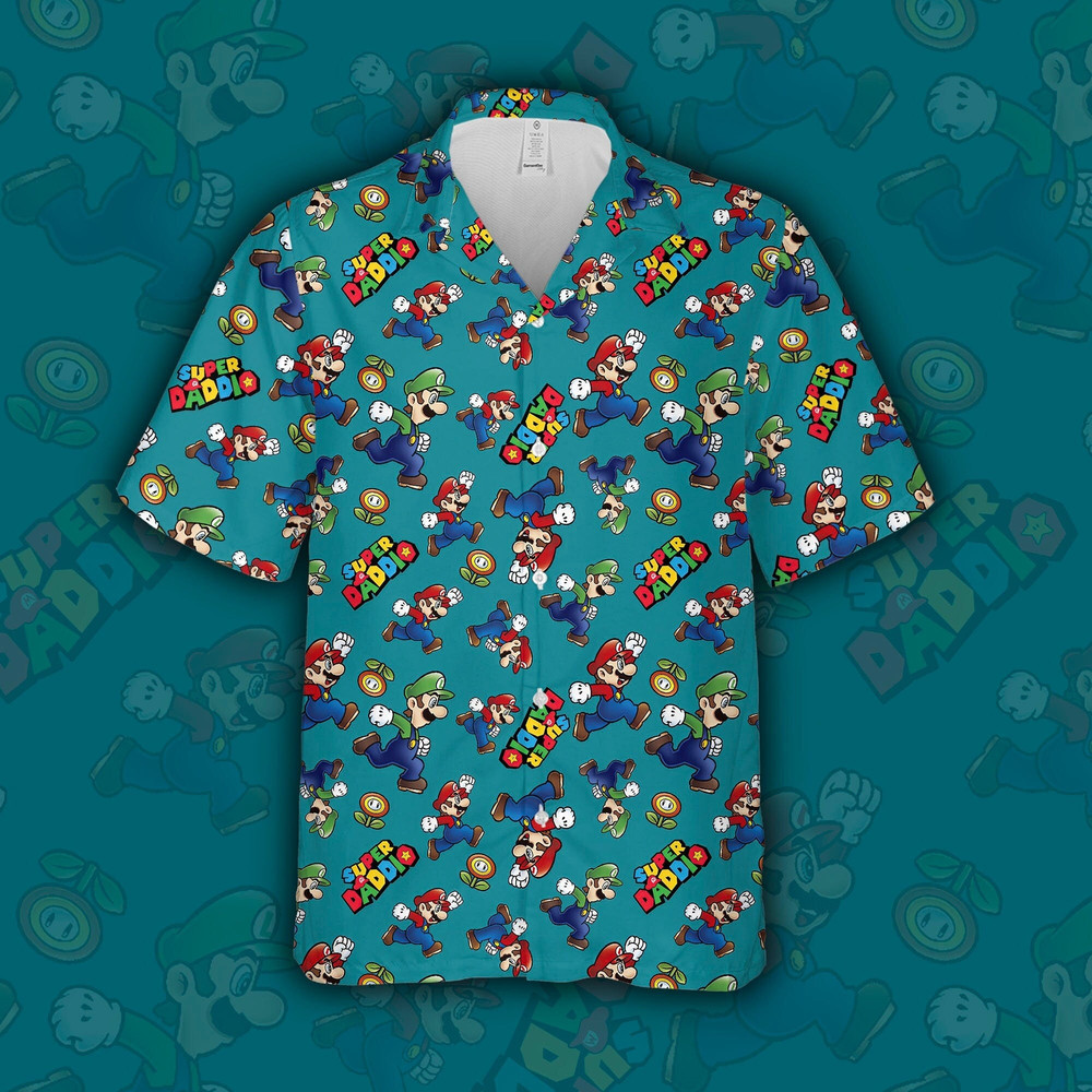 Super Daddio Game Hawaii Shirt, New Dad Shirt, Super Marrio Shirt, Father's Day Shirt, Super Daddy Shirt,Gift for Dad, Family Matching Shirt.jpg