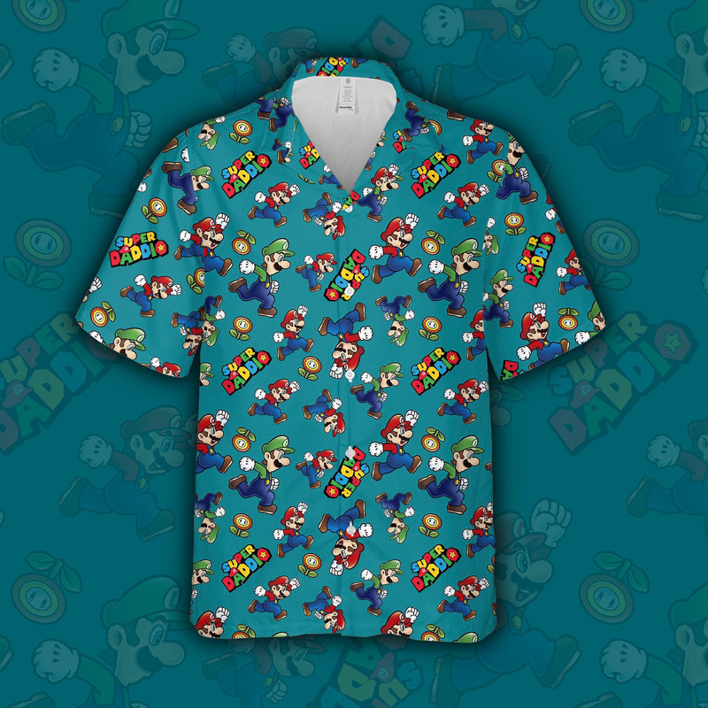 Super Daddio Game Hawaii Shirt, New Dad Shirt, Super Marrio Shirt, Father's Day Shirt, Super Daddy Shirt,Gift for Dad, Family Matching Shirt.jpg