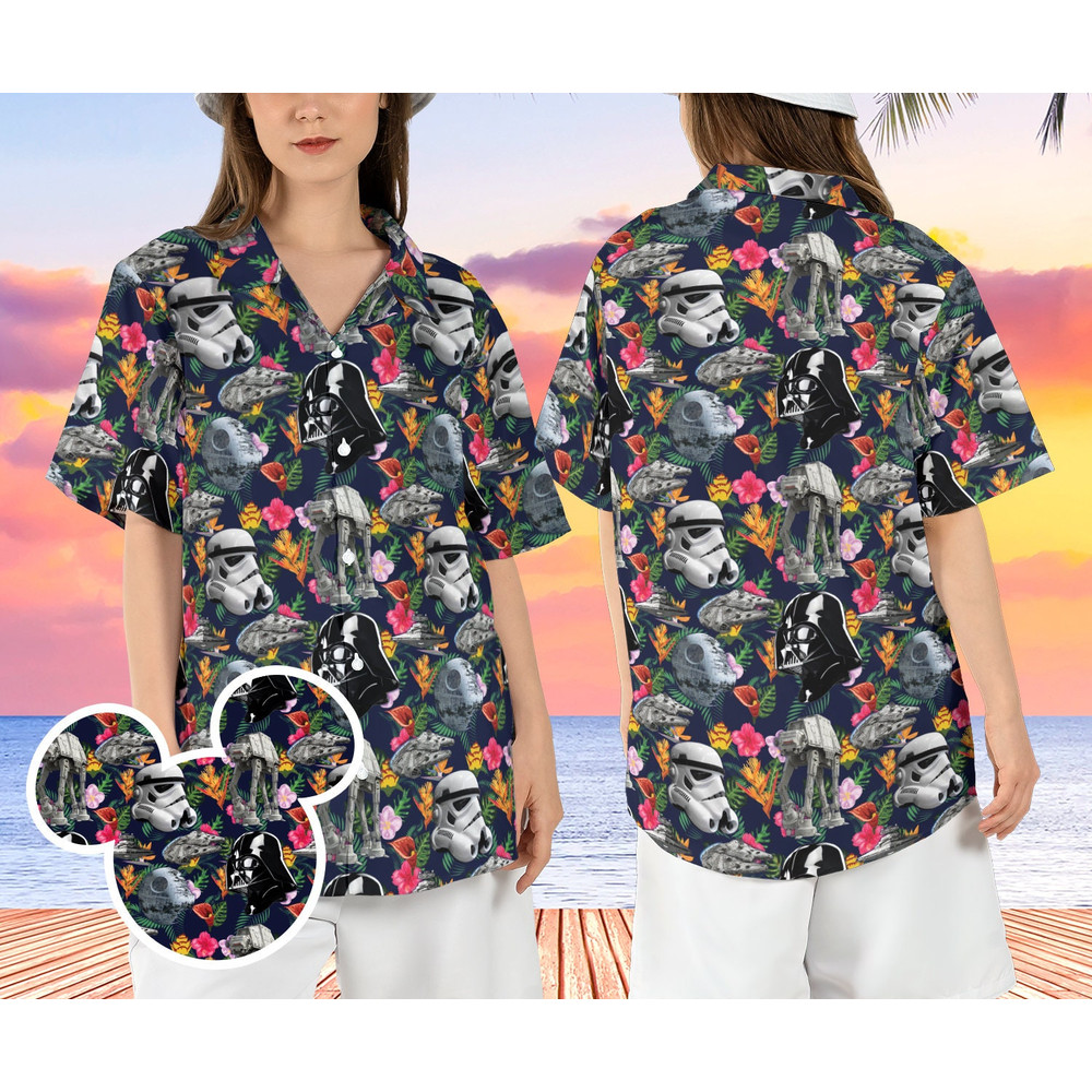 Star Wars Tropical Beach Hawaiian Shirt, Darth Vader Stormtrooper Hawaii Shirt, Galaxy’s Edge Aloha Shirt, Star Wars Fans Button Up Shirt.jpg