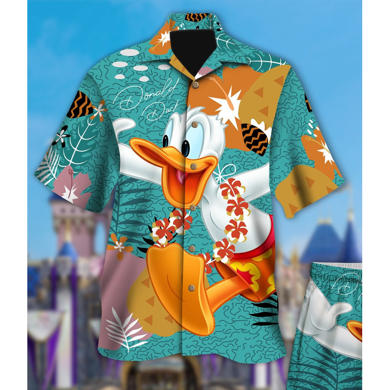 Duck Character Summer Trip Family Hawaiian T Shirt, Aloha Tropical Palm Tree Hawaiian Button Up Shirt, 3D Hawaiian Tee.jpg
